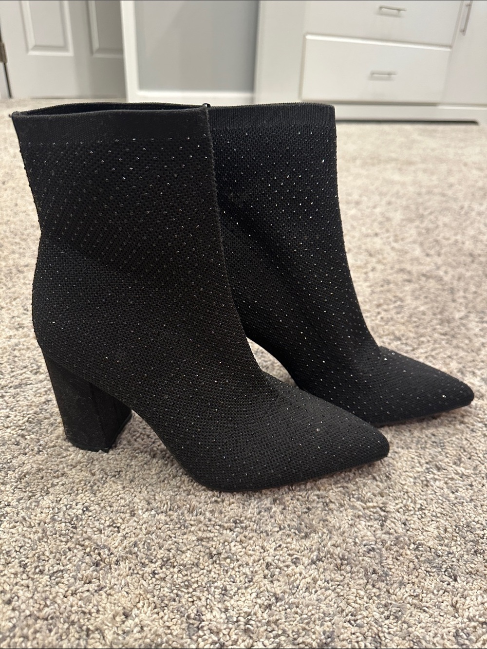 Altar'd State Black Sparkle Pointed-Toe Ankle Booties